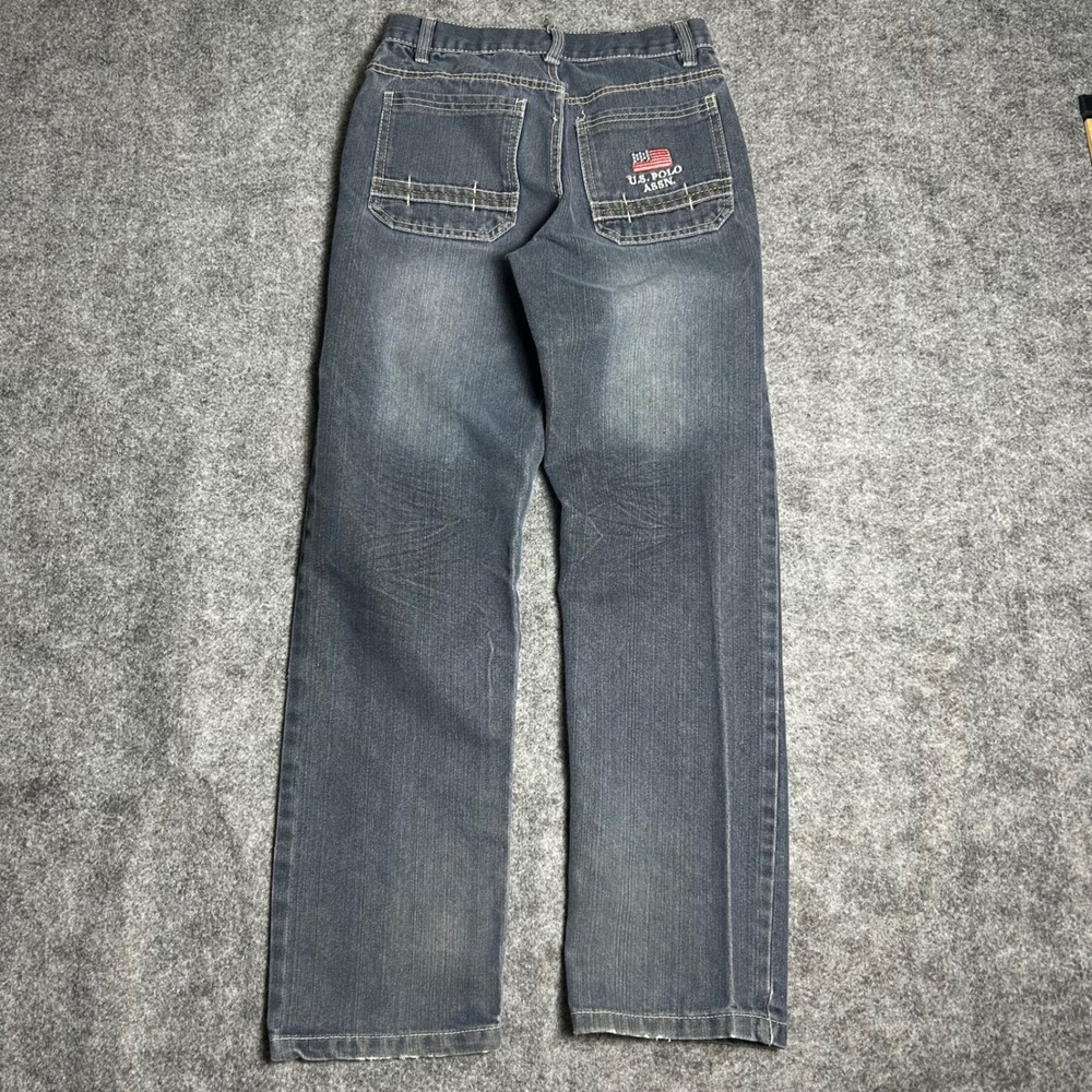 US Polo Assn Boys Straight Leg Jeans Dark Wash Blue Size 16 Skater Y2K Retro - Picture 6 of 7